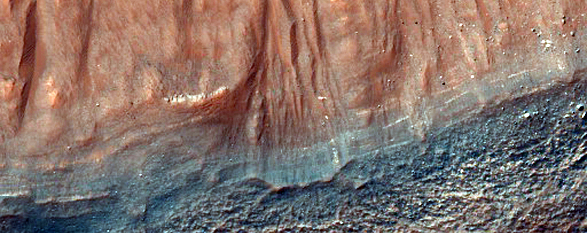 Gullies on Crater Wall