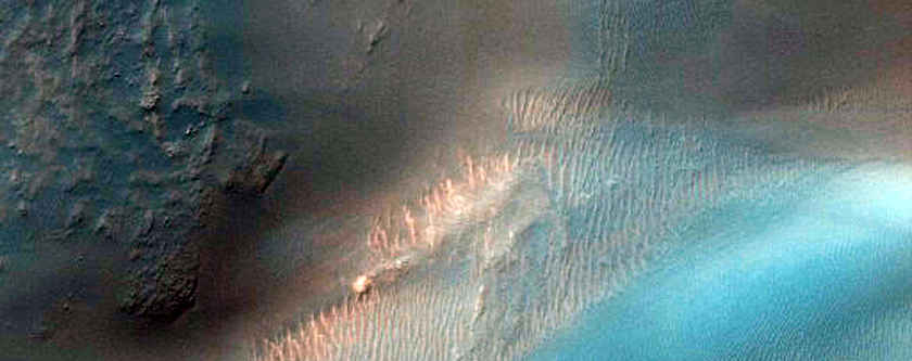 Gullies in a Crater in Green Crater