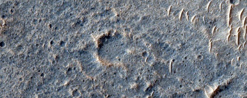 Flows and Light-Toned Layered Materials West of Meridiani Planum