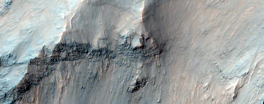 Dune Source in Crater with Wind Streaks Near Valles Marineris