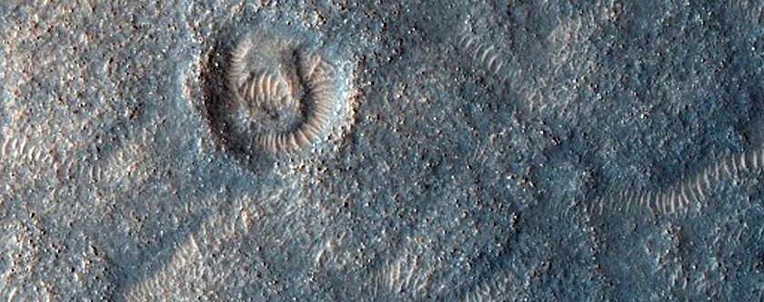 Dark Dusty Patch in Deuteronilus Mensae Crater Floor