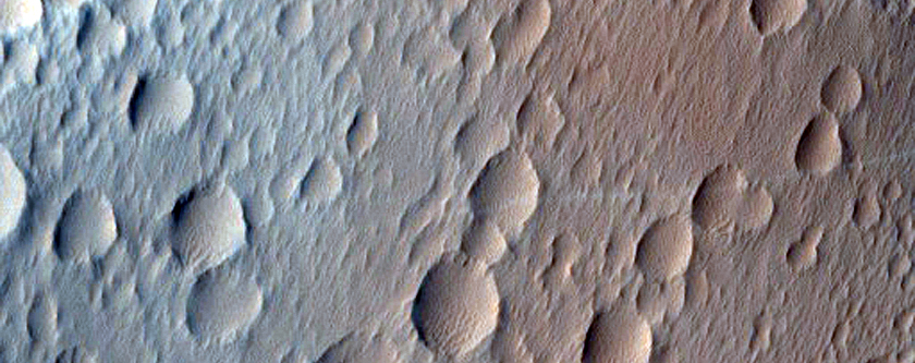 Anaglyph of the Basal Scarp of Olympus Mons Volcano