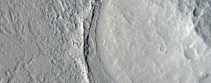 Boundary Between Platy Flows and Hills in Marte Vallis
