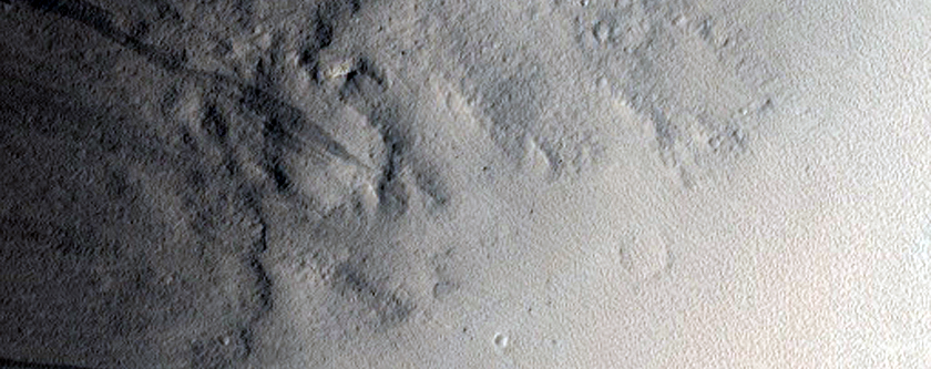 Slope Streaks in Amazonis Planitia Near Northwestern Slope Valleys