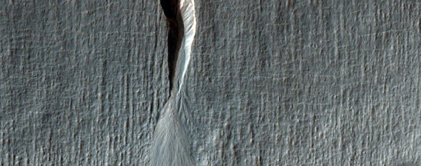 Crater with Gullies, As Seen in MOC Image E12-01712 
