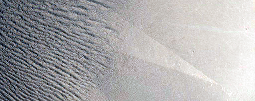 Relation of Dark To Light Slope Streaks on Crater Wall 