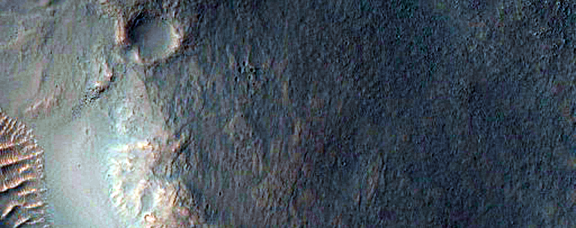 Gullies in the North-Facing Wall of a Crater