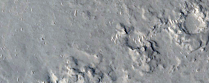 Cerberus Fossae with Fluvial/Volcanic Features Near Athabasca Vallis Head