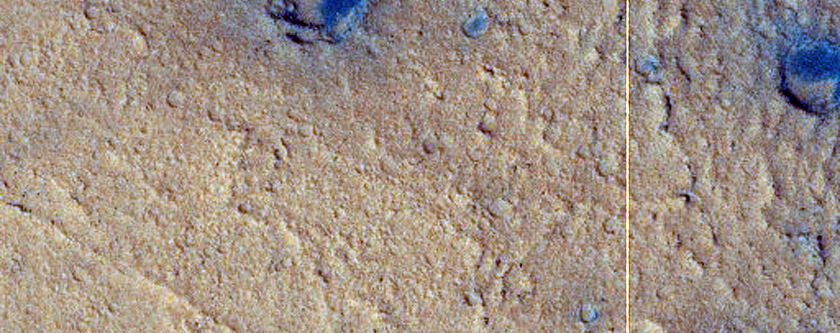Contact between Knobby Terrain and Platy Lavas North of the Cerberus Fossae