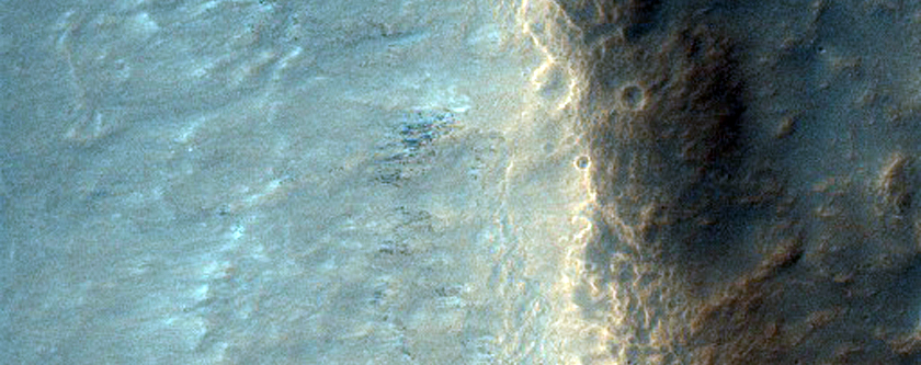 Small Crater with Gullies and A Bright Fan