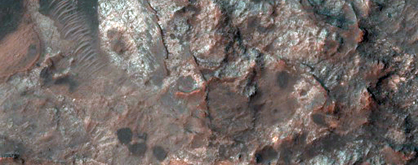 Colorful Rocks in the Central Peaks of Ritchey Crater