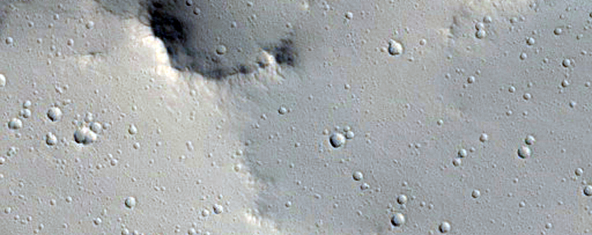 Stratigraphy in Crater within Uranius Patera Caldera