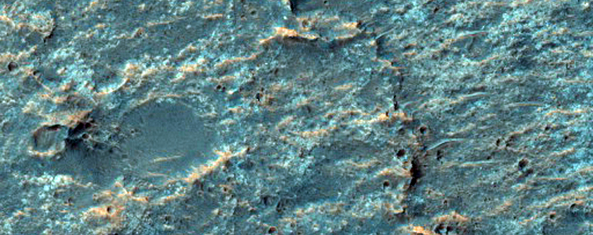 Well-Exposed Lava in Crater in Terra Cimmeria