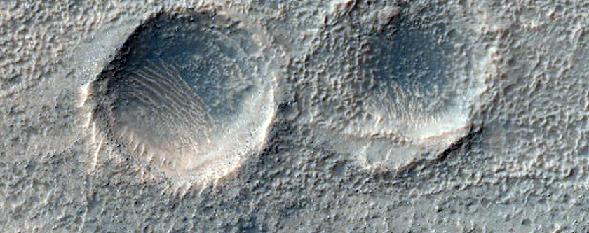 Bedrock Exposed in Central Uplift of Unnamed Southern Crater
