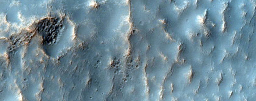 Sample of Dissected Mantle Terrain on Small Southern Mid-Latitude Crater