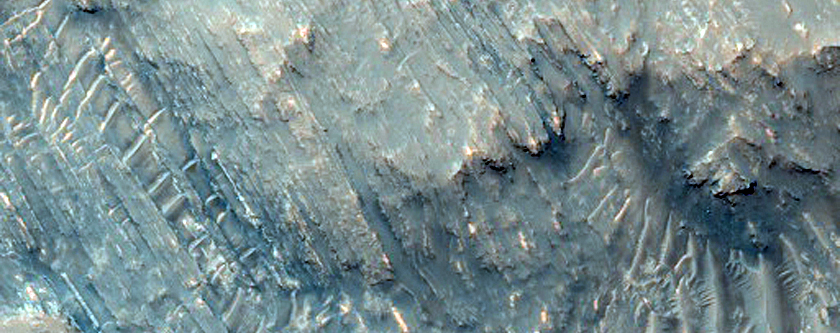 Layered Bedrock Exposed in the Central Uplift of Martin Crater