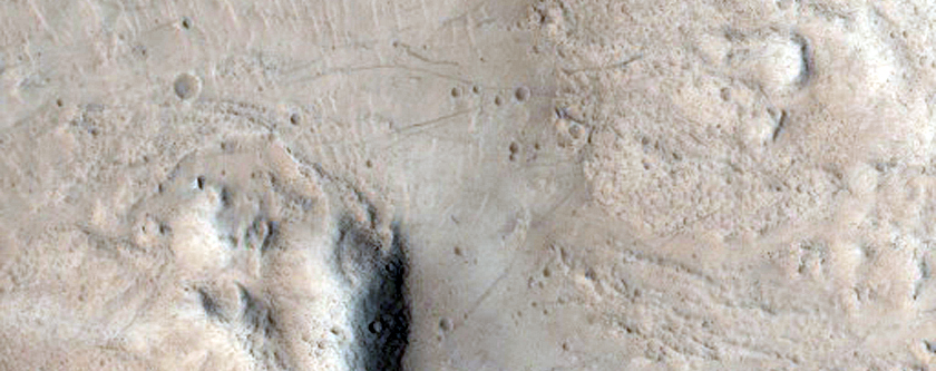 Columnar Jointing Exposed in An Impact Crater in Marte Vallis