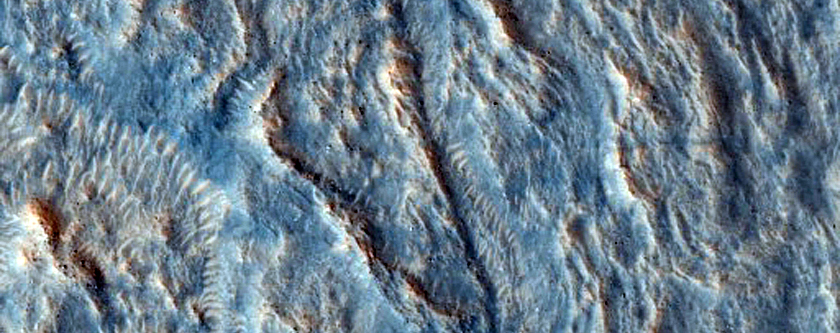 Crater Ejecta and Debris Flow in Deuteronilus Mensae