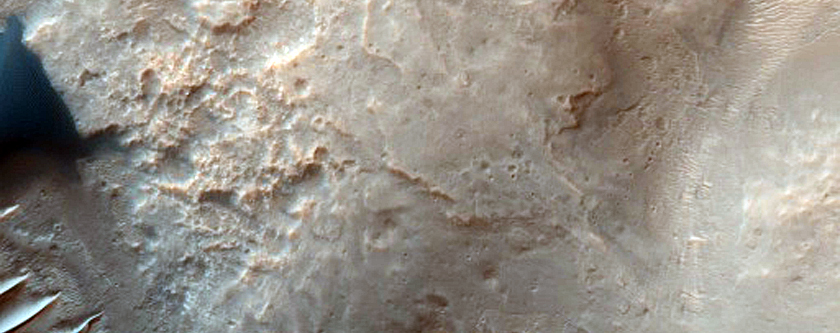 Crater with Central Peak in Hesperia Planum