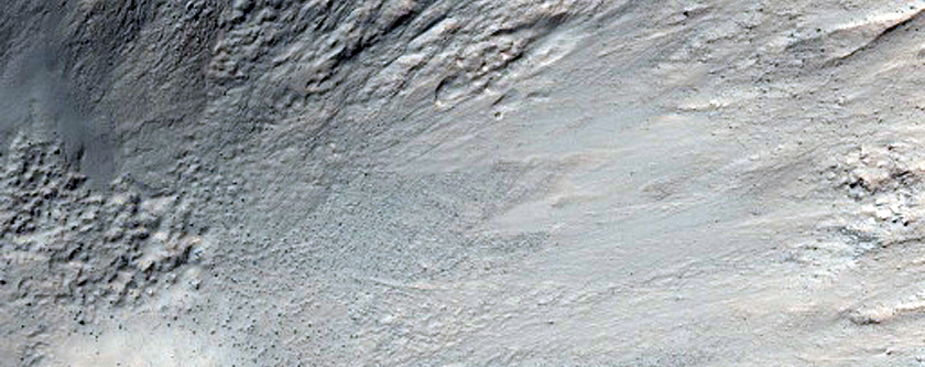 Gullies on South-Facing Wall of Crater