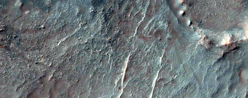 Floor and Central Uplift of Mazamba Crater in Thaumasia Planum