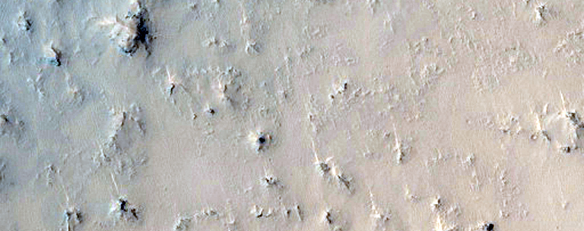 Central Peak and South Rim of Large Fresh Crater in Isidis Basin