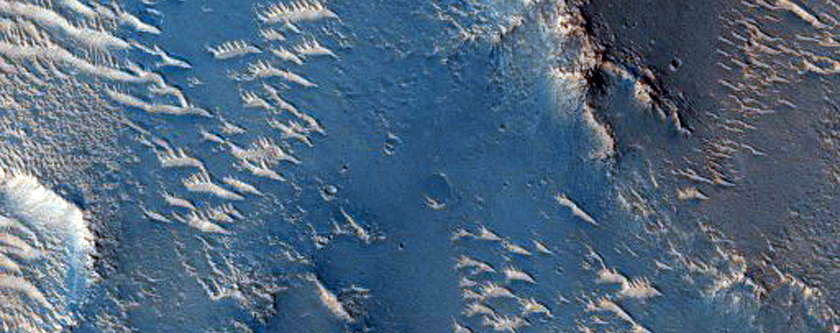 Crater West of Elysium Mons and Near Granicus Valles