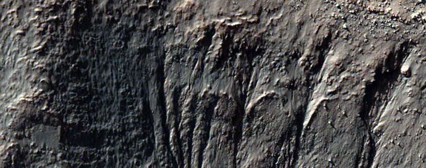 Crater with Gullies Seen in MOC Image R11-03647