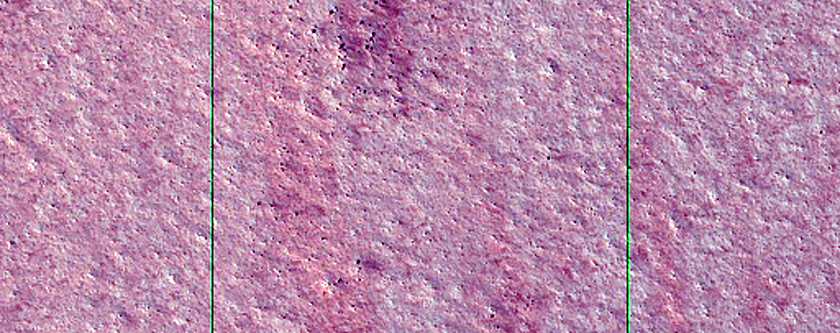 Overlapping Ridges Near Margin of Olympia Mensae