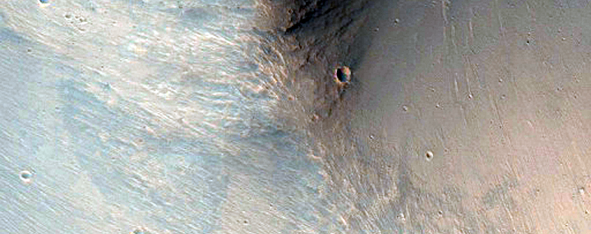 Streamlined Forms in Timbuktu Crater in MOC Images E10-00638 and R11-04140