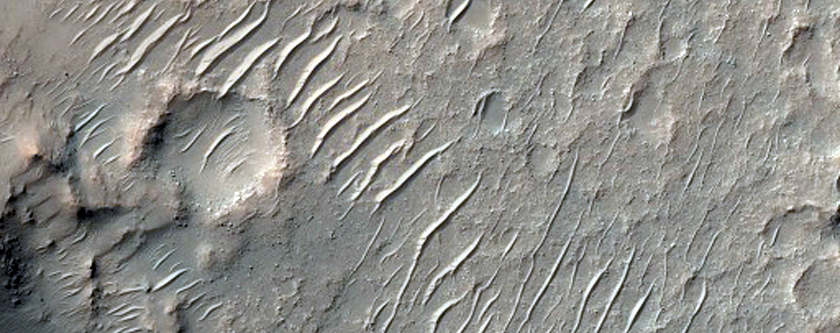 Pooled and Ponded Material in Unnamed Crater Near Hellas Basin
