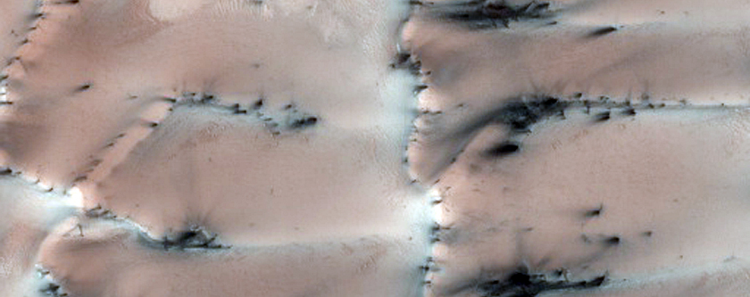 Defrosting Dunes in the North Polar Sand Sea