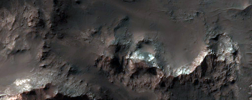 Light-Toned Rock in Central Peak of Alga Crater