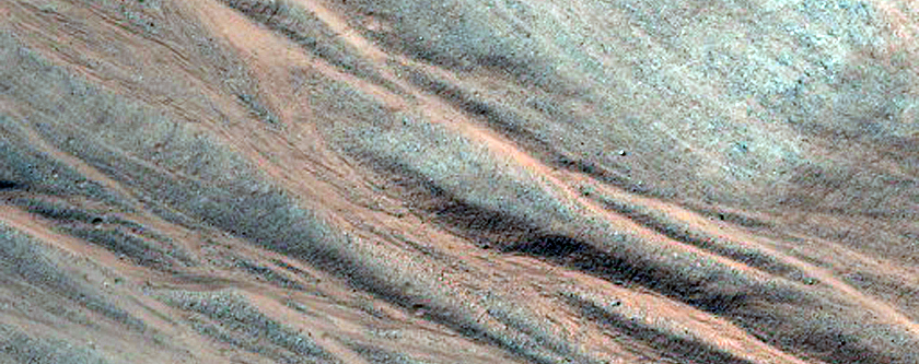 Gullies in Alcove Near Head of Dao Vallis Seen in MOC Image R10-04553