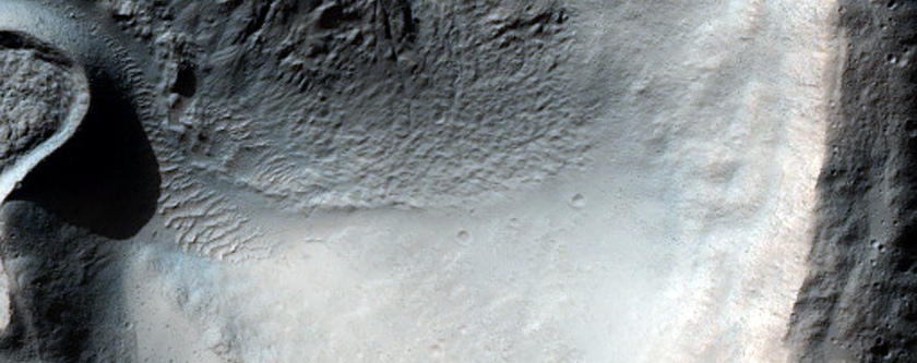 Ejecta within Small Pre-Existing Crater in Hesperia Planum
