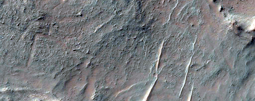 Floor and Central Uplift of Mazamba Crater in Thaumasia Planum