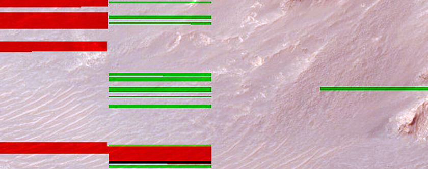 Contact between Wallrock and Light-Toned Rocks in Ophir Chasma