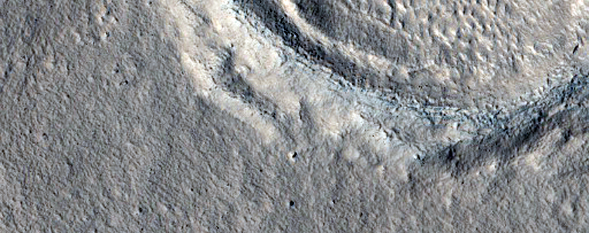 Channels and Crater Northwest of Elysium Region