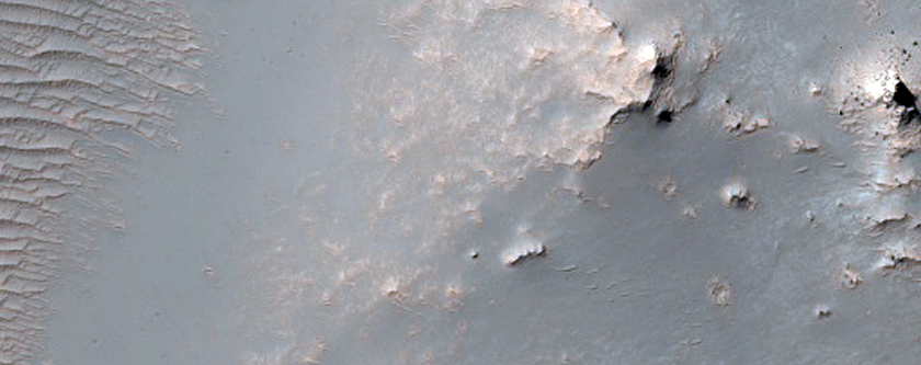 Oblique Crater on Wrinkle Ridge