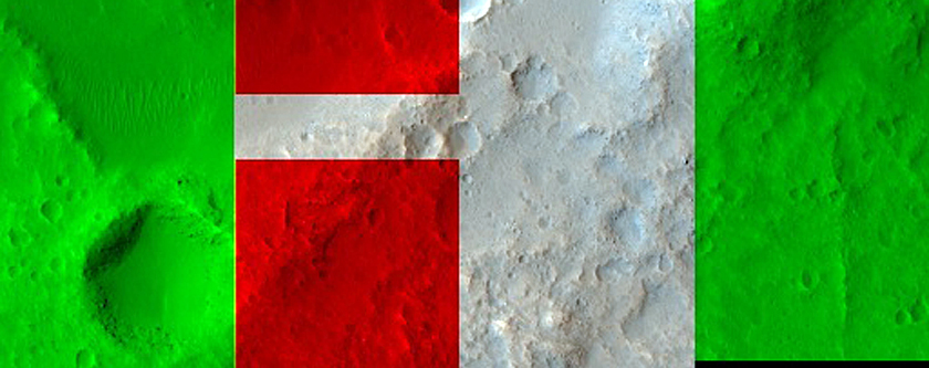 Crater with Rayed Ejecta on Plain East of Kasei Valles