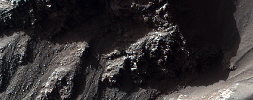 Fractured Light-Toned Rock in Coprates Chasma