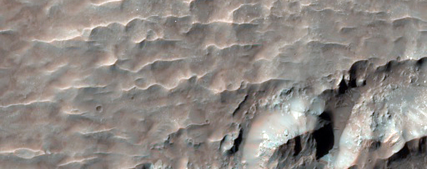 Central Structure of Crater with Bedrock Exposures of Diverse Composition