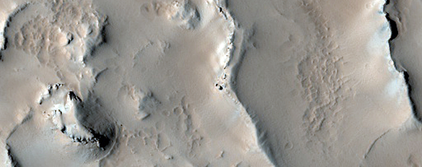 Irregular Craters in Olympus Mons Aureole