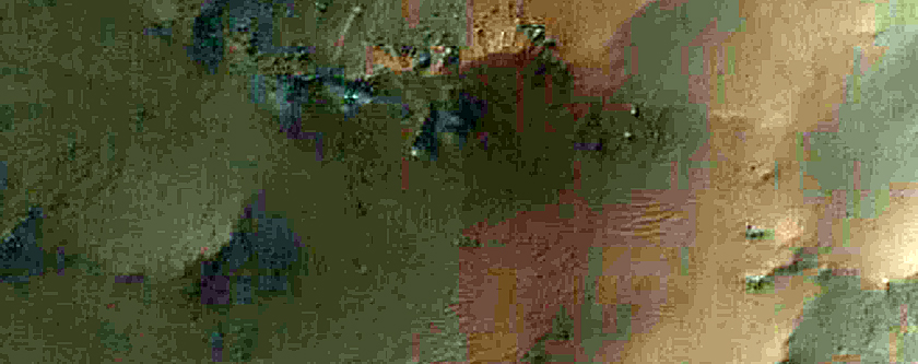 Central Uplift and Impact Melt in Unnammed Crater in Hesperia Region