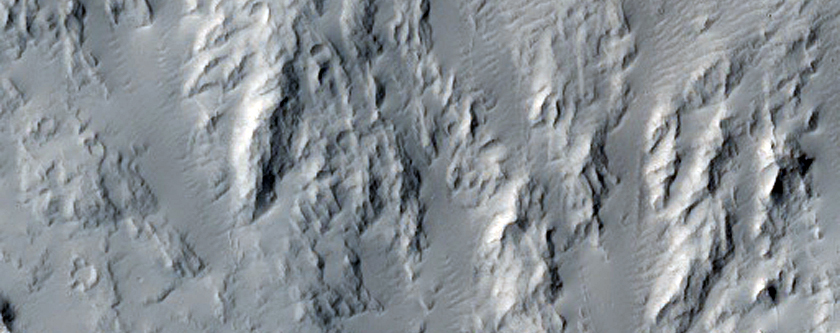 Possible Bedrock in Crater in Aeolis Mensae
