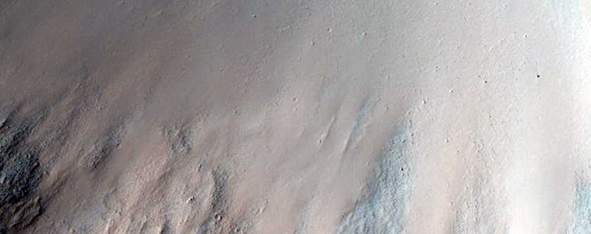 Crater in Tyrrhena Terra with Possible Olivine and Phyllosilicates