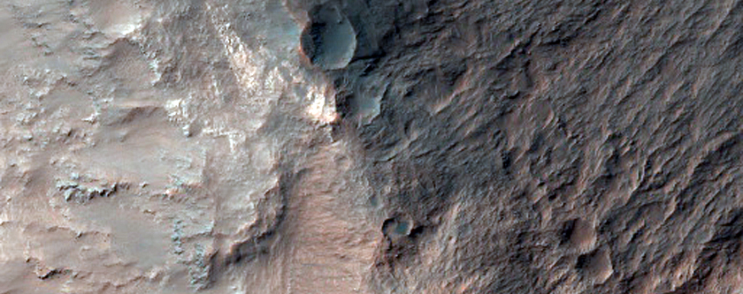 Outcrops of Light-Toned Materials Exposed in Highlands Crater Wall