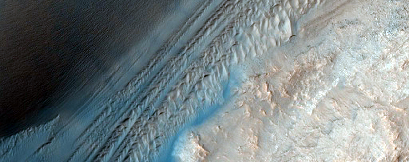 Layered Deposits in Orson Welles Crater
