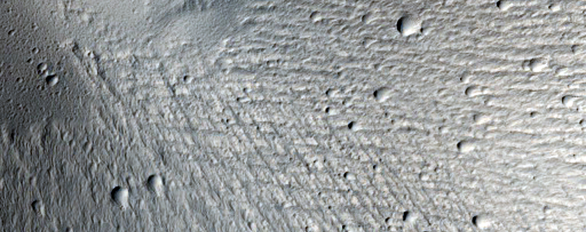 Small Fan in a Crater West of Mangala Valles