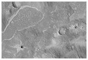 Athabasca Valles Flood Erosion of Impact Crater